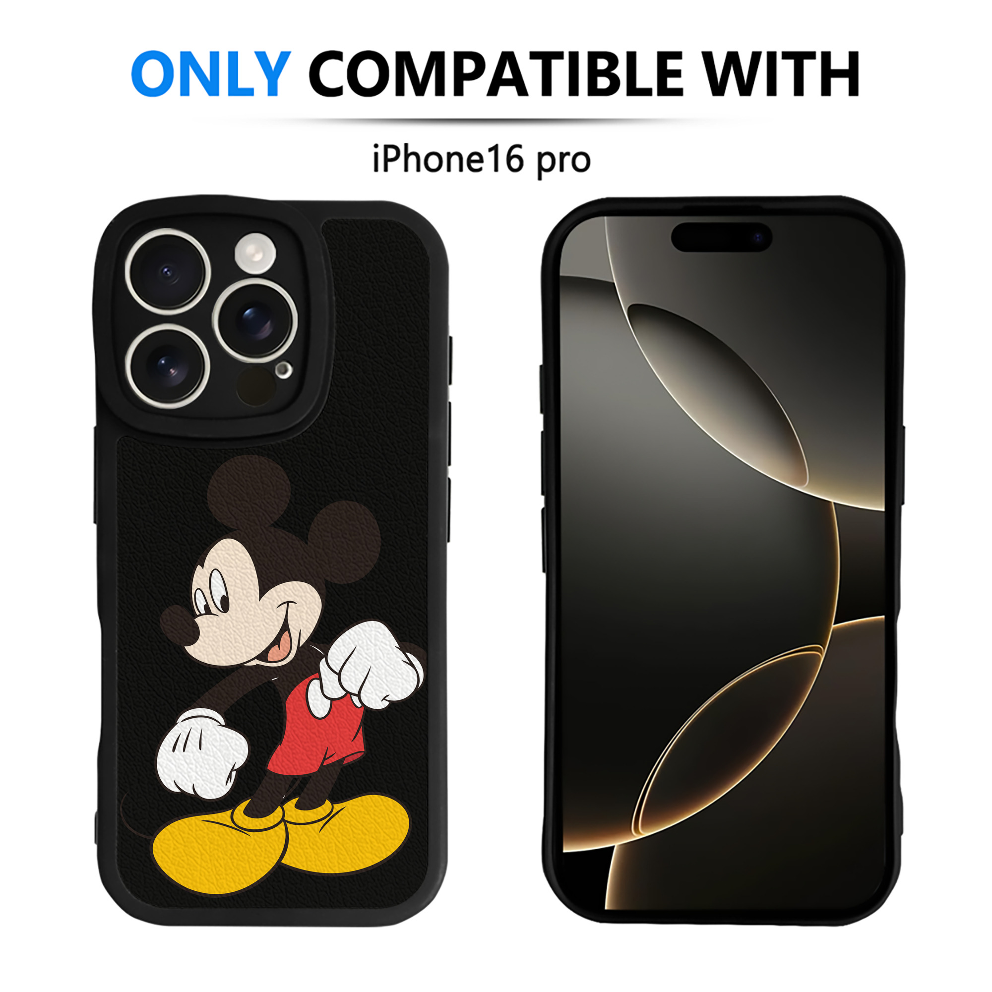（画像用） ミッキーマウス Mickey Mouse 【iPhone 16シリーズ対応】シリコンスマホケース（レザー調） 材質：シリコン